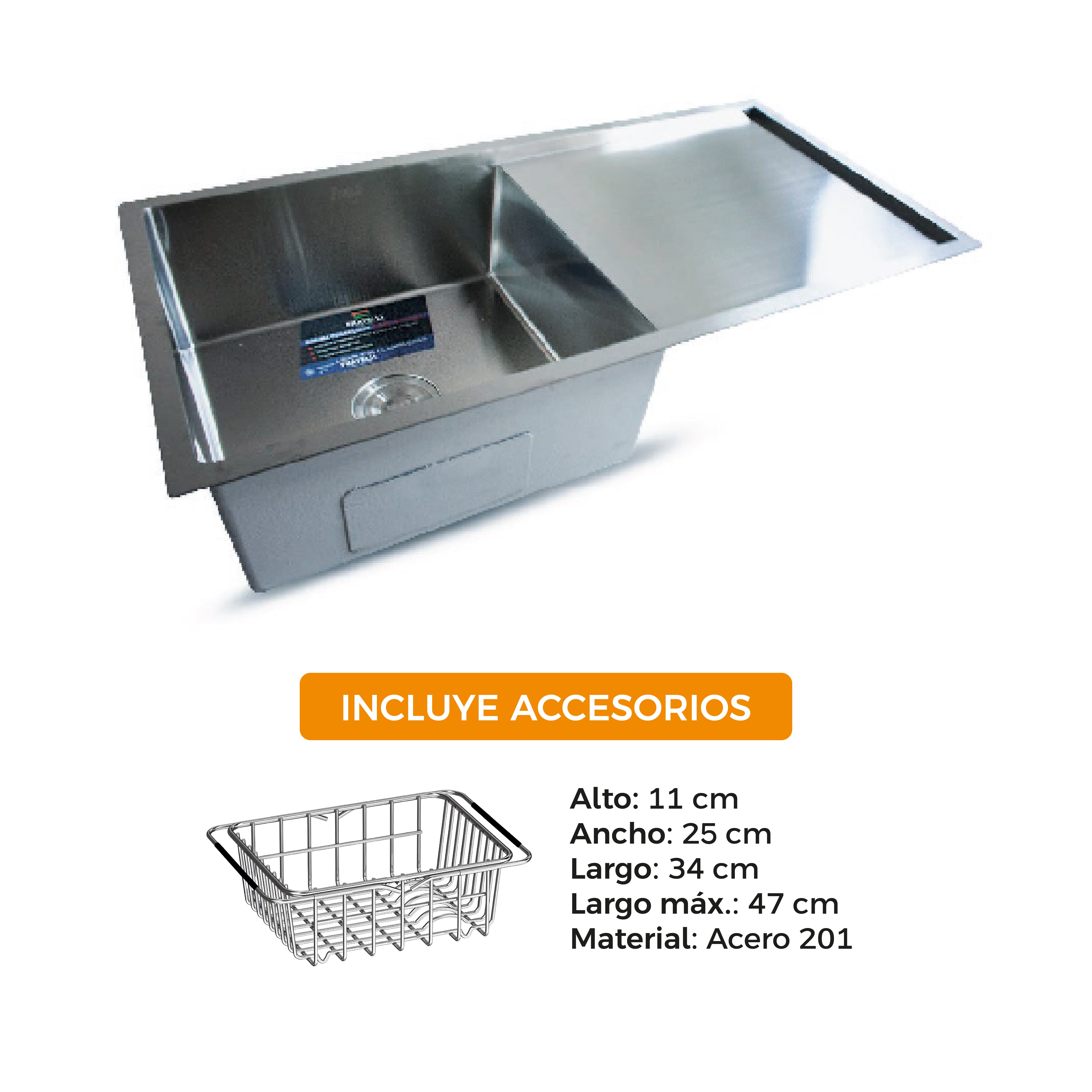 Lavadero Stainless P/Marmol Signature 100X50X23Cm - Fratelli